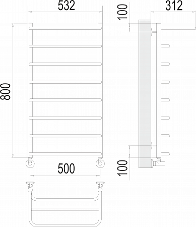 Полка П8 500х800  Полотенцесушитель  TERMINUS Нарьян-Мар - фото 3