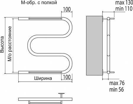 М-обр с/п AISI 32х2 500х400 Полотенцесушитель  TERMINUS Нарьян-Мар - фото 3