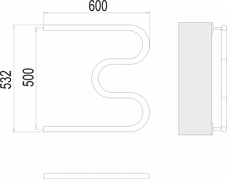 М-обр AISI 32х2 500х600 Полотенцесушитель  TERMINUS Нарьян-Мар - фото 3