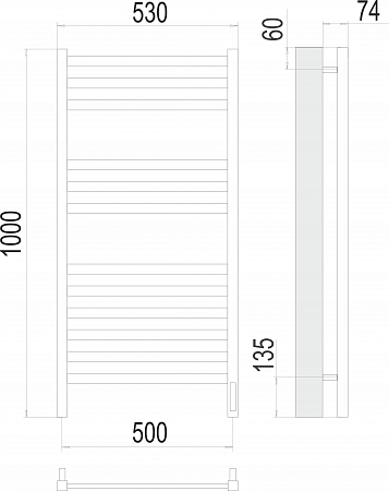 Енисей П12 500х1000  электро (sensor quick touch) Полотенцесушитель TERMINUS  Нарьян-Мар - фото 3