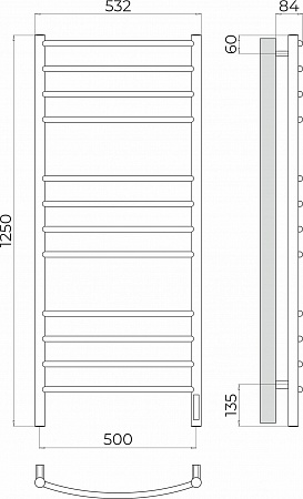 Классик П12 500х1250 Электро (quick touch) Полотенцесушитель TERMINUS Нарьян-Мар - фото 3