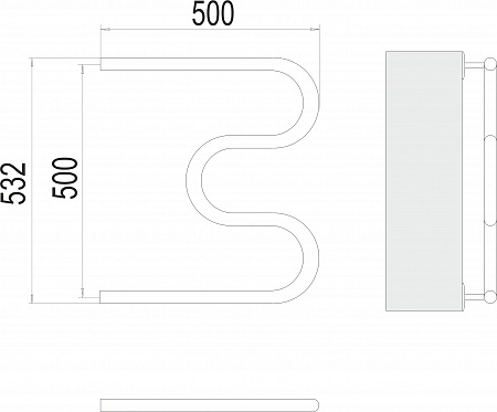 М-обр AISI 32х2 500х500 Полотенцесушитель  TERMINUS Нарьян-Мар - фото 3