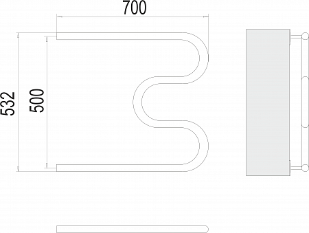 М-обр AISI 32х2 500х700 Полотенцесушитель  TERMINUS Нарьян-Мар - фото 3