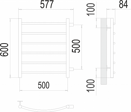 Классик П6 500х600 бп500 Полотенцесушитель  TERMINUS Нарьян-Мар - фото 3