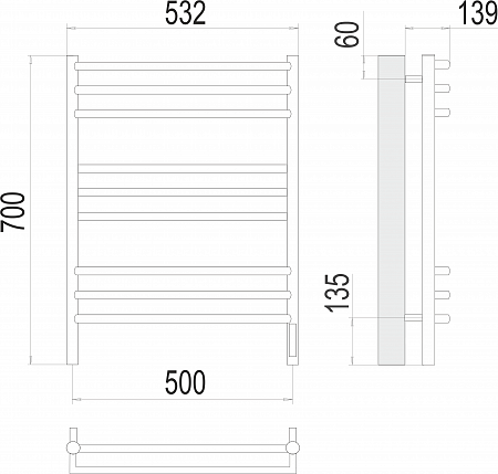 Прато П9 500х700 электро (sensor quick touch) Полотенцесушитель  TERMINUS Нарьян-Мар - фото 3