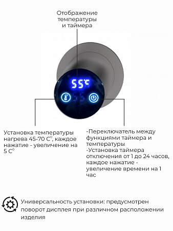 Рондо П2 350х760 электро Полотенцесушитель TERMINUS Оружейная сталь Нарьян-Мар - фото 5