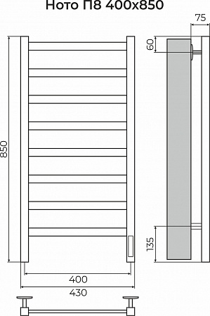 Ното П8 400х850 Электро (quick touch) Полотенцесушитель TERMINUS Нарьян-Мар - фото 3