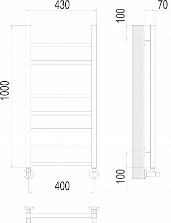 Контур П9 400х1000 Полотенцесушитель  TERMINUS Нарьян-Мар - фото 3