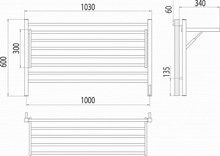 Горизонт П8 1000х600 электро КС ЧЕРНЫЙ МУАР (sensor quick touch) Полотенцесушитель TERMINUS Нарьян-Мар - фото 5